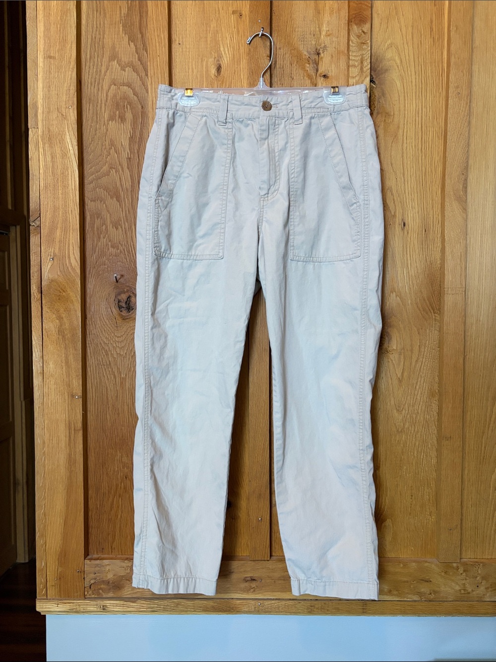 Banana Republic Light Beige 100% Organic Cotton High Rise Cropped Pants, Size 6